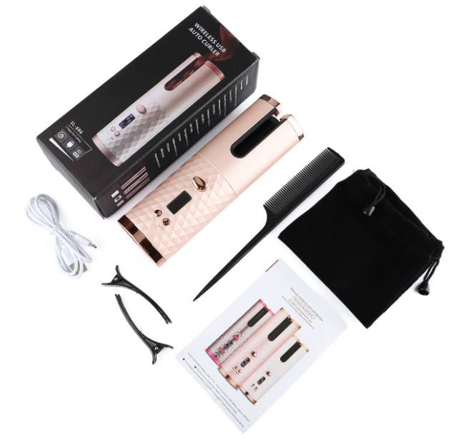 Cordless Curling Iron | Portable & Rechargeable Hair Styler-Pink-State of Style