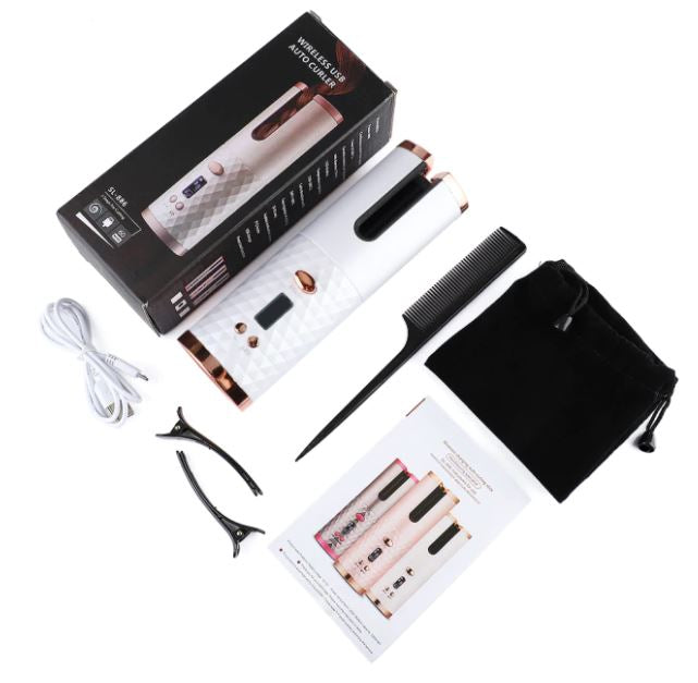 Cordless Curling Iron | Portable & Rechargeable Hair Styler-White-State of Style