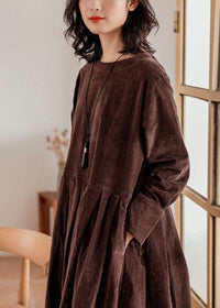Corduroy Autumn/Winter Dress - Emilia-Blue-S-State of Style