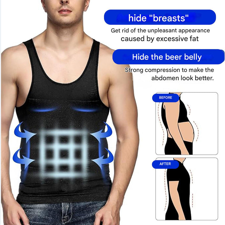 Corrective Shirt with Shaping Effect – Noah-Black-M (50-65kg)-State of Style