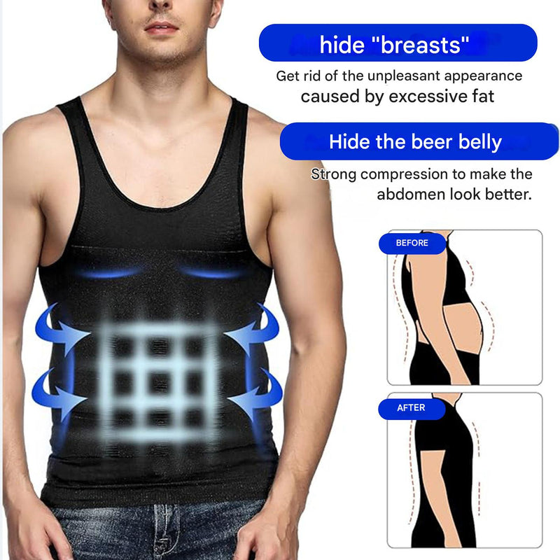 Corrective Shirt with Shaping Effect – Noah-Black-M (50-65kg)-State of Style