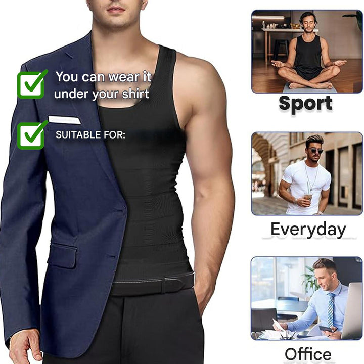 Corrective Shirt with Shaping Effect – Noah-Black-M (50-65kg)-State of Style