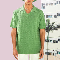 Cosmo Oversized Polo | Men’s Knitted Polo Shirt-Green-M-State of Style
