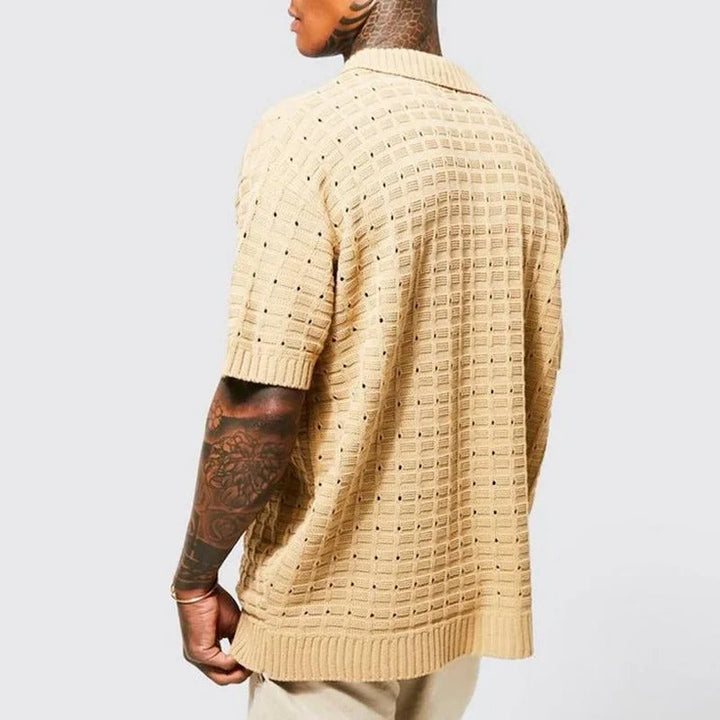 Cosmo Oversized Polo | Men’s Knitted Polo Shirt-Light Blue-M-State of Style