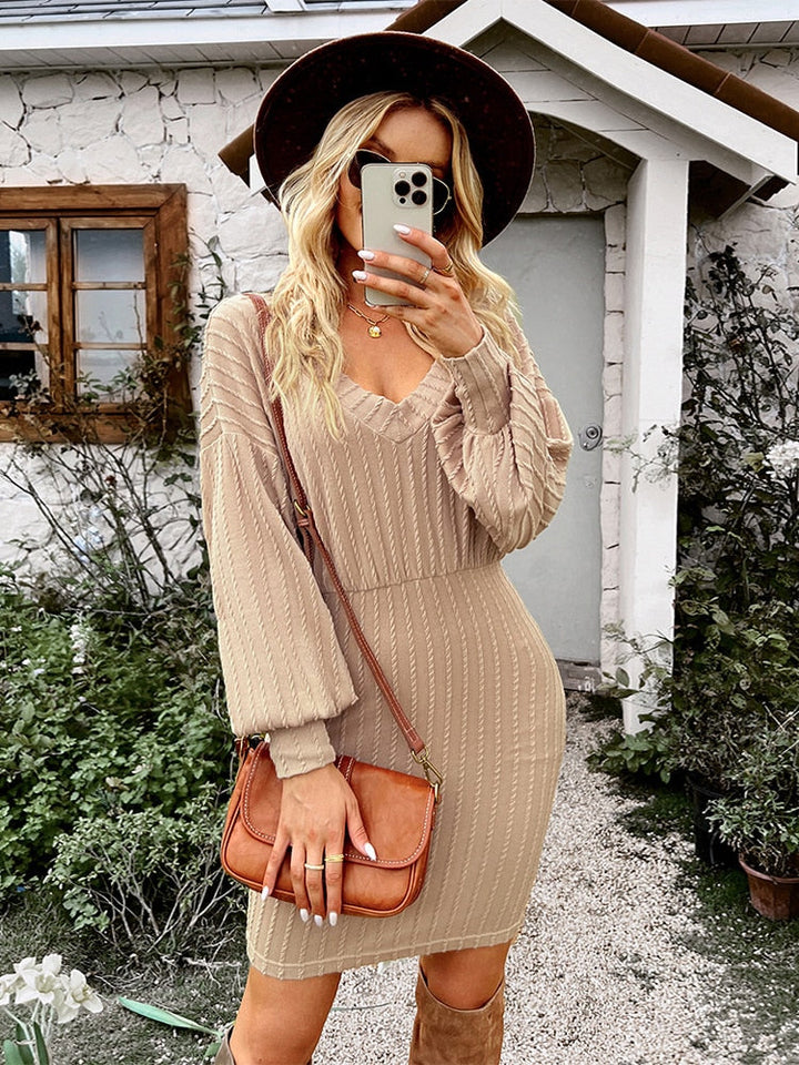 Cosy Knit Dress | Balloon Sleeves | Stylish Comfort-Black-S-State of Style