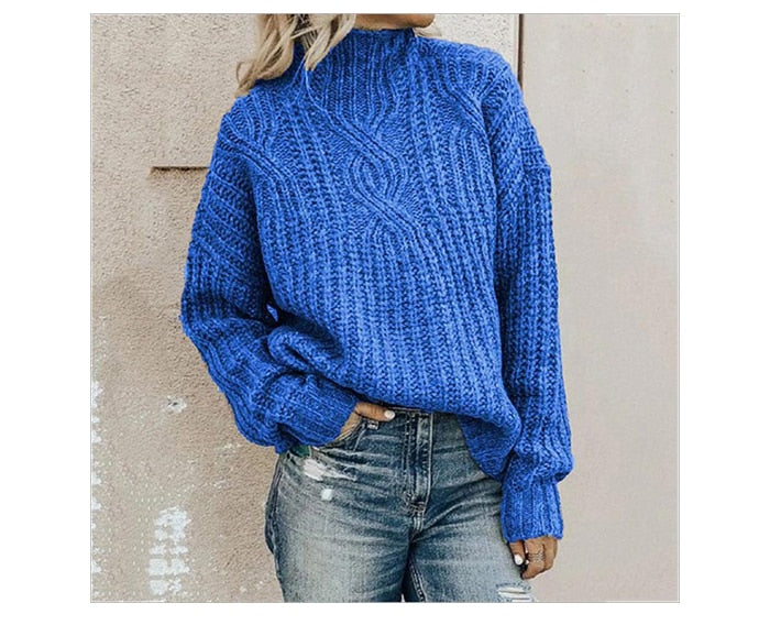 Cosy Knit Jumper with Roll Neck - Elise-Blue-XS-State of Style