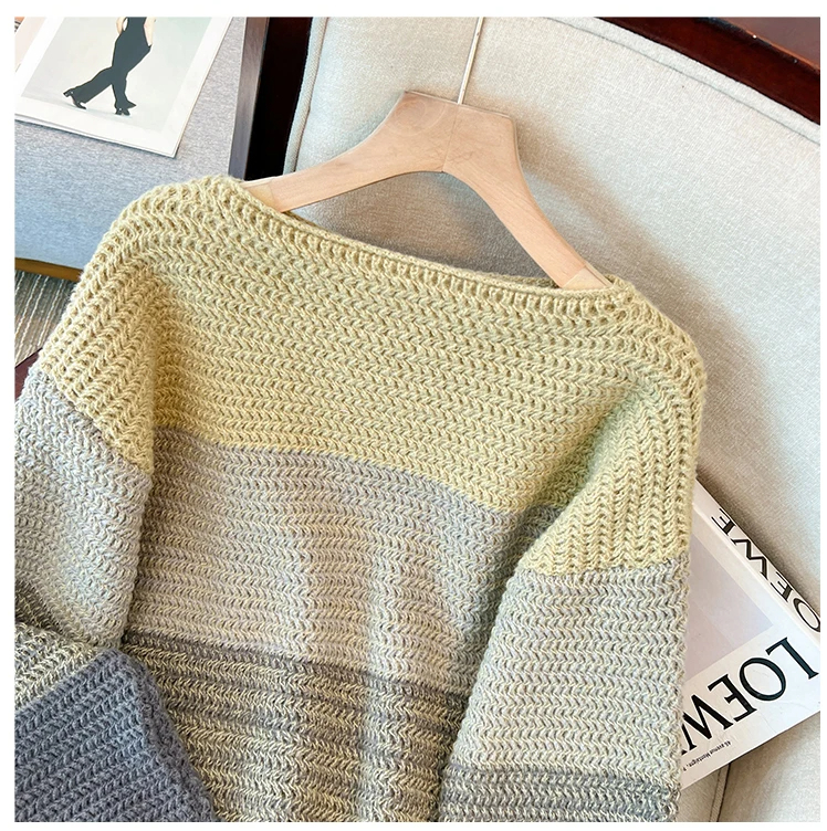 Cosy Plus Size Lazy Day Patch Colour Sweater-Green-L-State of Style