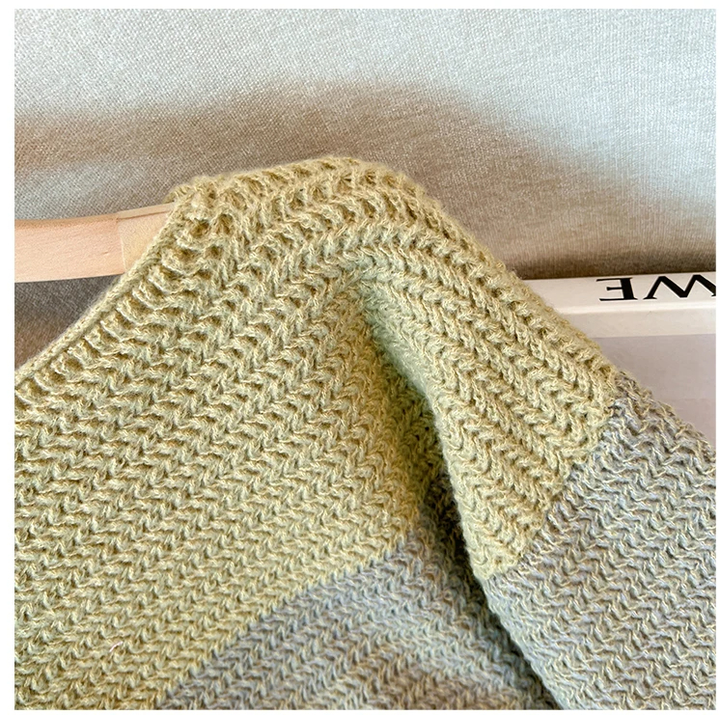 Cosy Plus Size Lazy Day Patch Colour Sweater-Green-L-State of Style