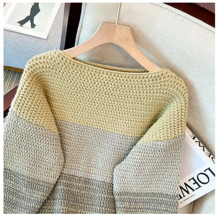 Cosy Plus Size Lazy Day Patch Colour Sweater-Green-L-State of Style