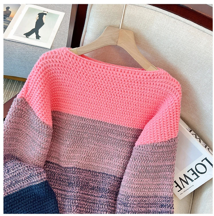 Cosy Plus Size Lazy Day Patch Colour Sweater-Green-L-State of Style
