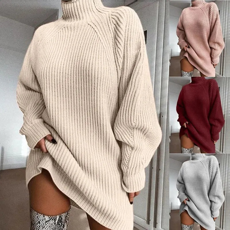 Cosy Turtleneck Dress - Celeste-Beige-S-State of Style