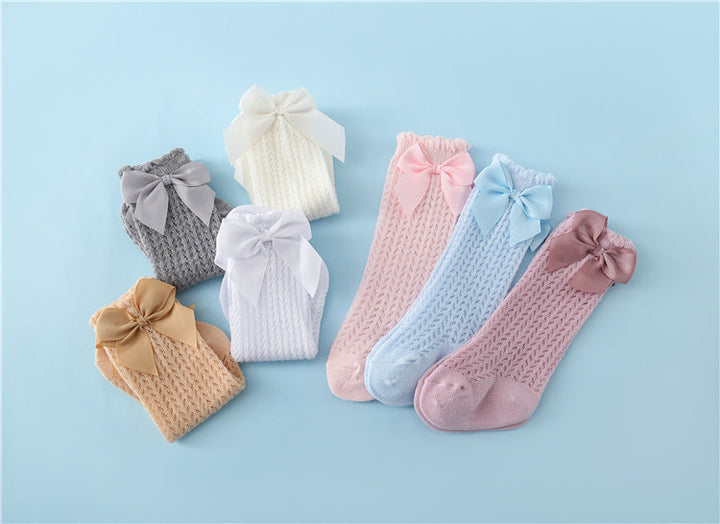 Cotton Baby Socks with Big Bow-White-0-12 Months (S)-State of Style