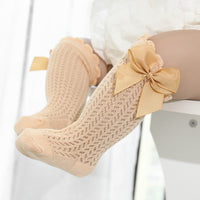 Cotton Baby Socks with Big Bow-Yellow-0-12 Months (S)-State of Style