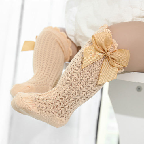 Cotton Baby Socks with Big Bow-Yellow-0-12 Months (S)-State of Style