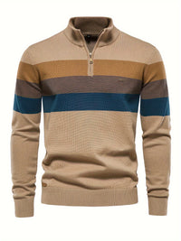 Cotton Knitted Men's Sweater - Wyatt-Khaki-S-State of Style