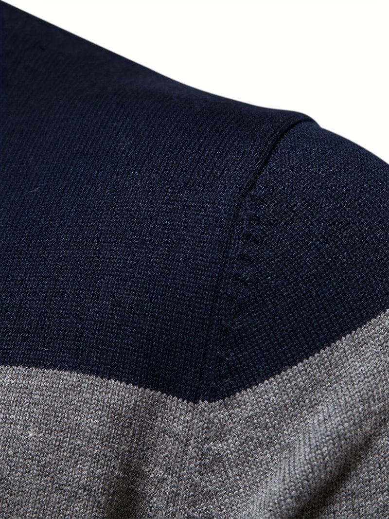Cotton Knitted Men's Sweater - Wyatt-Navy Blue-S-State of Style