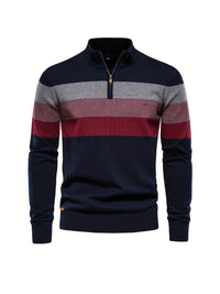 Cotton Knitted Men's Sweater - Wyatt-Navy Blue-S-State of Style