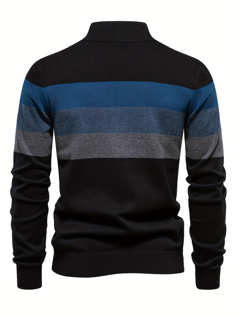 Cotton Knitted Men's Sweater - Wyatt-Navy Blue-S-State of Style