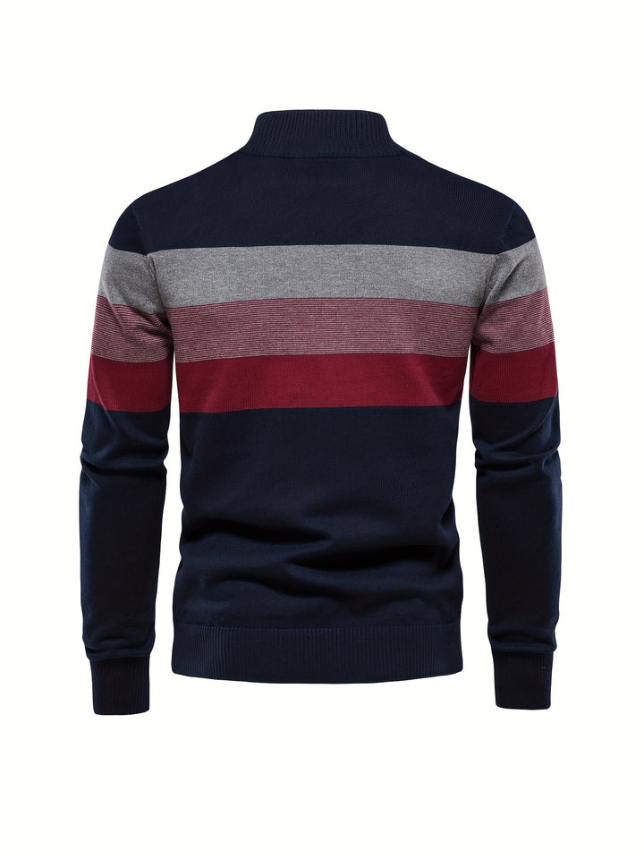 Cotton Knitted Men's Sweater - Wyatt-Navy Blue-S-State of Style