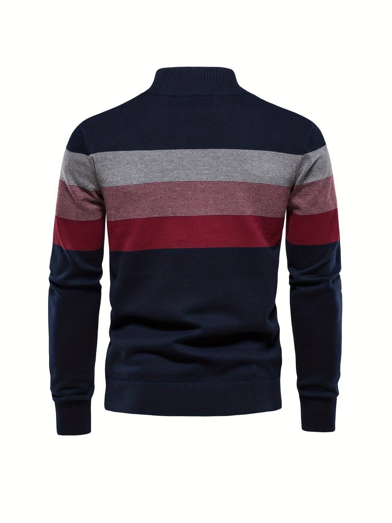 Cotton Knitted Men's Sweater - Wyatt-Navy Blue-S-State of Style