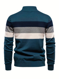 Cotton Knitted Men's Sweater - Wyatt-Navy Blue-S-State of Style