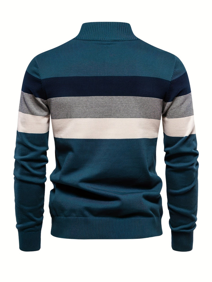 Cotton Knitted Men's Sweater - Wyatt-Navy Blue-S-State of Style