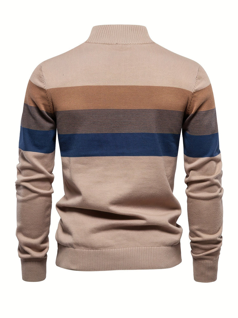 Cotton Knitted Men's Sweater - Wyatt-Navy Blue-S-State of Style