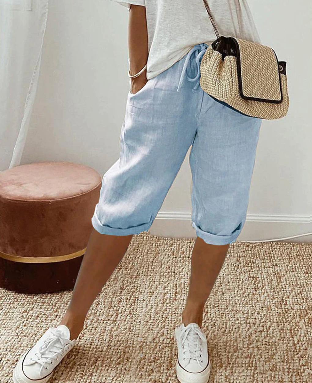 Cotton Ladies' Shorts - BreezeFlow-Blue-S-State of Style