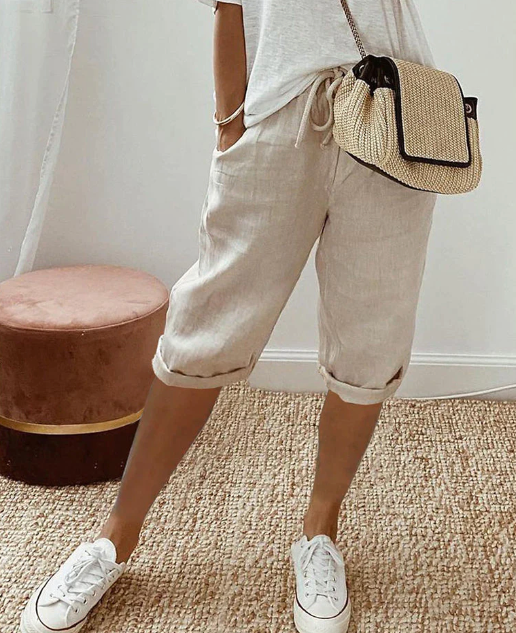 Cotton Ladies' Shorts - BreezeFlow-Khaki-S-State of Style