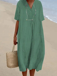 Cotton Linen Summer Dress - Aria-Green-S-State of Style