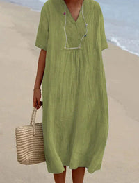 Cotton Linen Summer Dress - Aria-Light Green-S-State of Style