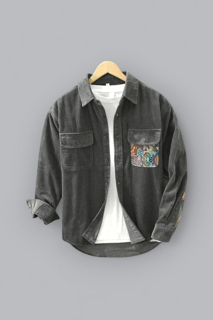 Cotton Men's Shirt with Long Sleeves - Quinten-Gray-XS-State of Style