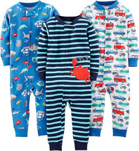Cotton Pyjama Set for Kids-Blue Sea Life/Navy Stripe/White Cars-6-9 months-State of Style