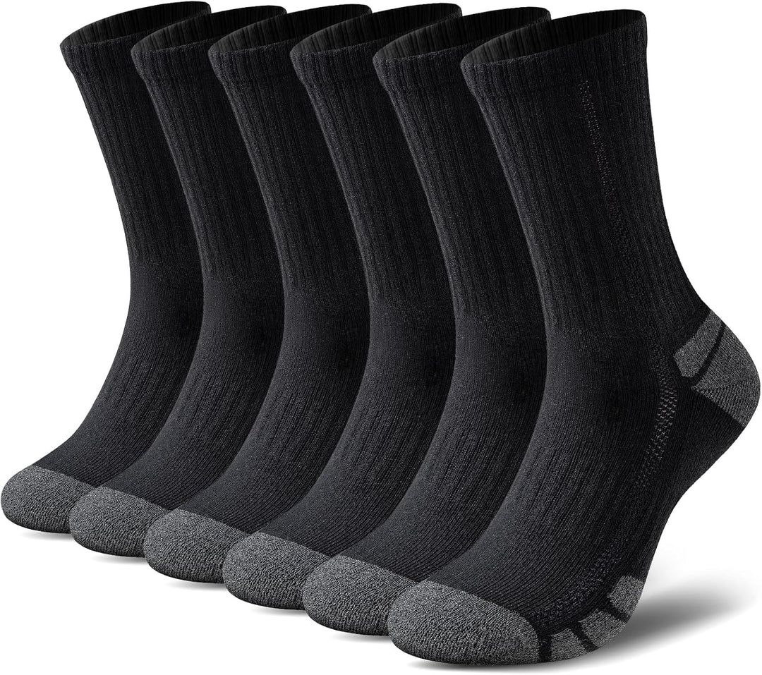 Cotton Sports Socks Unisex (6 Pairs) - Robin-Black-S - AU 6-9-State of Style