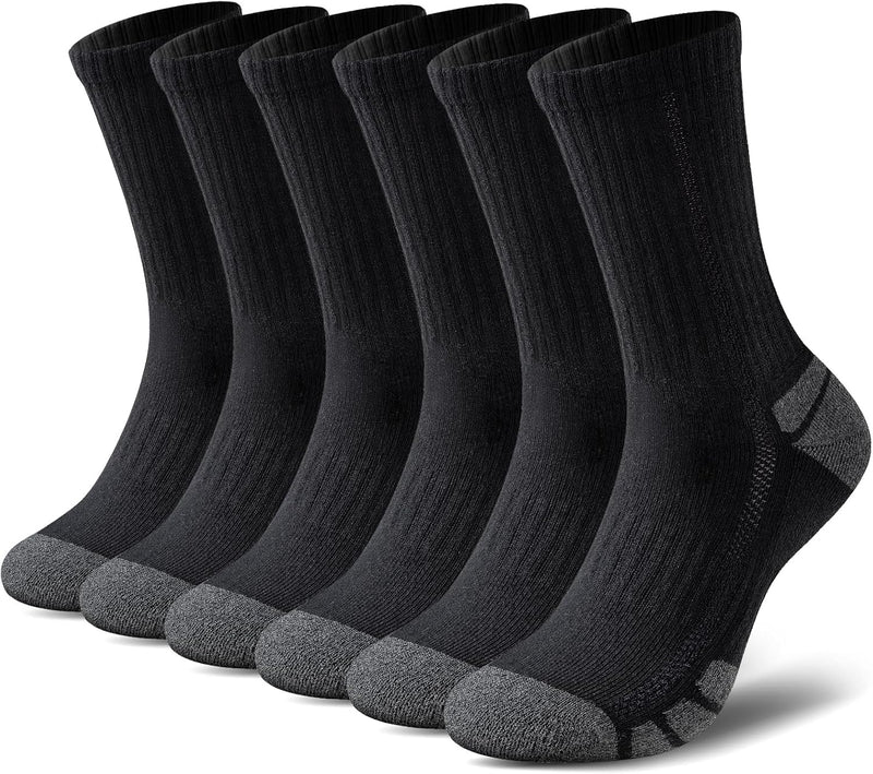 Cotton Sports Socks Unisex (6 Pairs) - Robin-Black-S - AU 6-9-State of Style