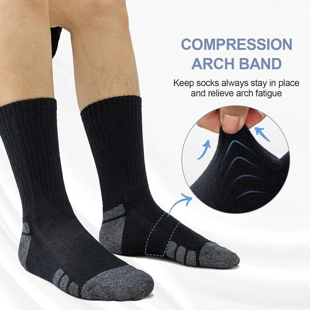 Cotton Sports Socks Unisex (6 Pairs) - Robin-Black-S - AU 6-9-State of Style