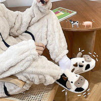 Cow Slippers | Fun & Cosy Indoor Footwear for Women-White-5.0-State of Style