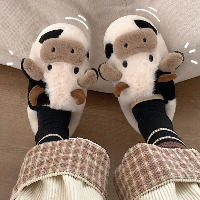 Cow Slippers | Fun & Cosy Indoor Footwear for Women-White-5.0-State of Style