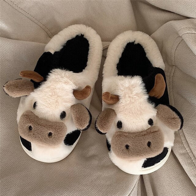Cow Slippers | Fun & Cosy Indoor Footwear for Women-White-5.0-State of Style
