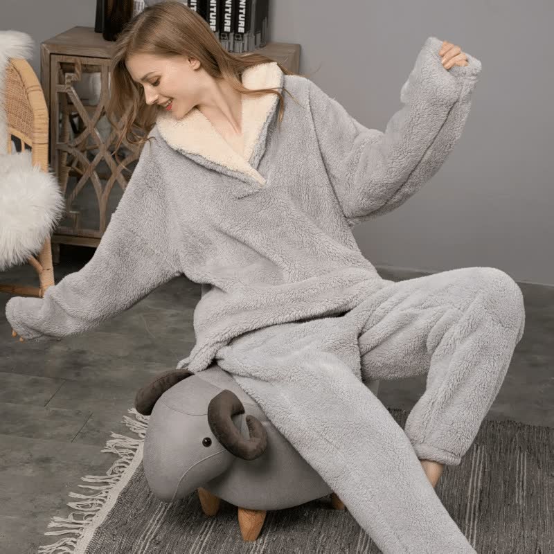 CozyPyjamas | Women's Warm Pyjama Set-Grey-M-State of Style