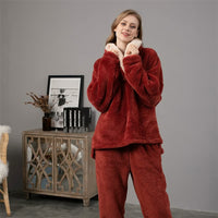 CozyPyjamas | Women's Warm Pyjama Set-Red-M-State of Style