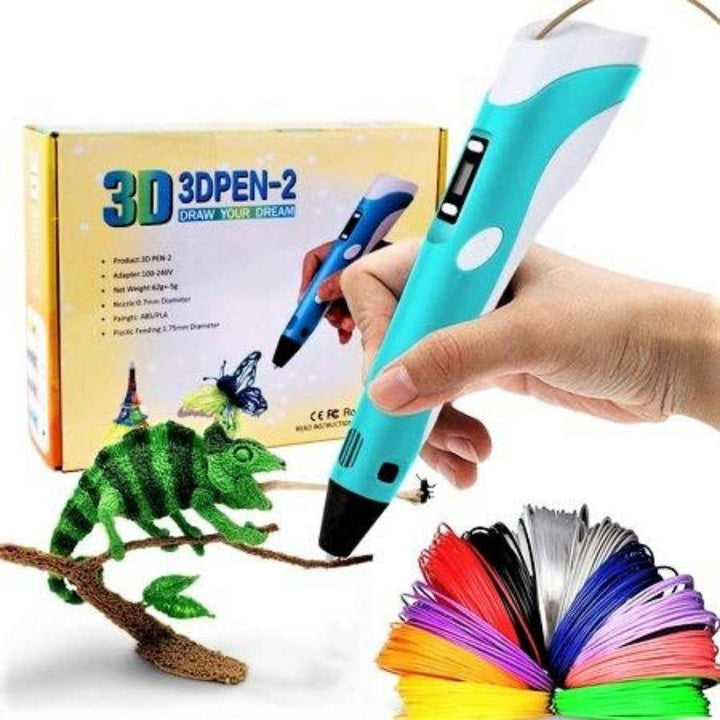 Creative 3D Printing Pen - DoodleForm-Blue + 20 pieces of coloured filament (50M)-State of Style