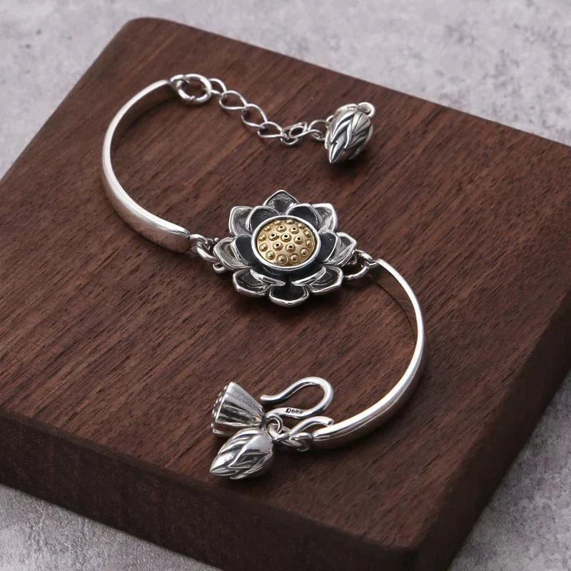 Creative Lotus Silver Bracelet-State of Style