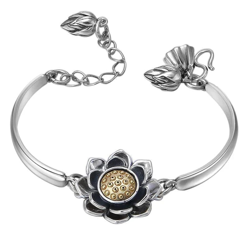 Creative Lotus Silver Bracelet-State of Style