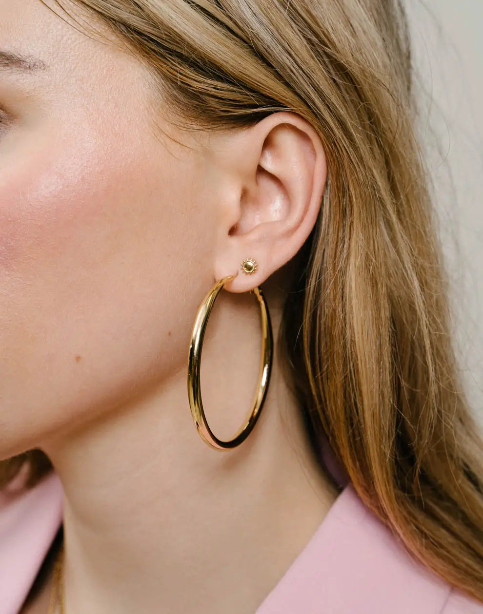 60mm Diameter Gold-Plated Hoop Earrings