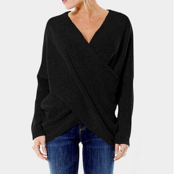 Criss Cross Sweater | Stylish & Comfortable Knitwear-Black-S-State of Style