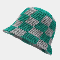 Crocheted ladies' fisherman's hat with check pattern – Faye-Green White-State of Style