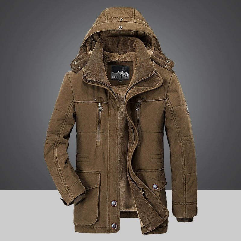 Crocodile-Long Men's Winter Coat - Frost King-Brown-M-State of Style
