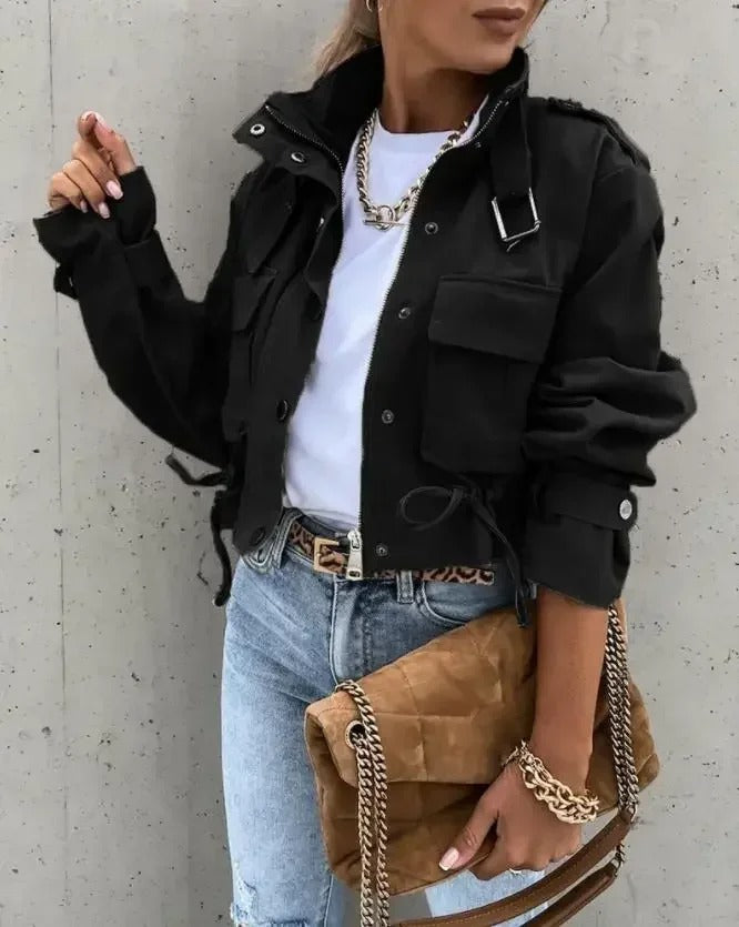 Cropped summer jacket with chic – Noëlle-Black-S-State of Style