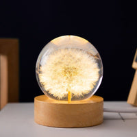 Crystal Ball Lamp with Eternal Flowers – Lumora-Dandelion-State of Style